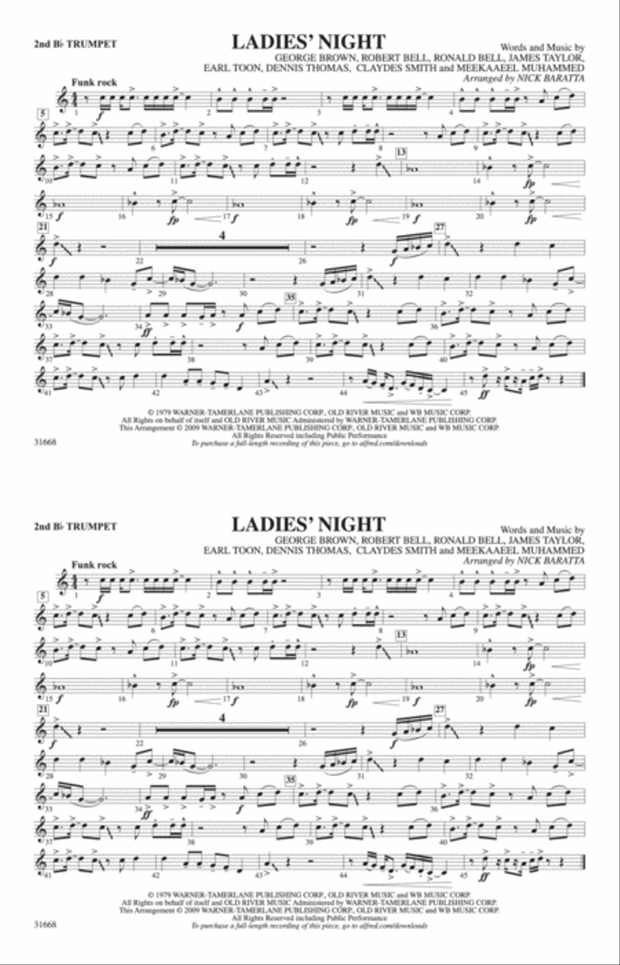 Ladies' Night: 2nd B-flat Trumpet Marching Band scores gallery preview page 1