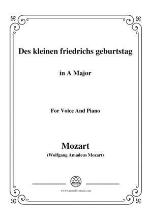 Book cover for Mozart-Des kleinen friedrichs geburtstag,in A Major,for Voice and Piano