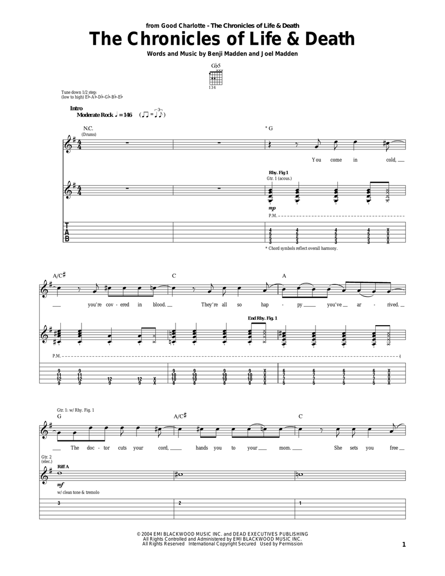 The Chronicles Of Life & Death Acoustic Guitar scores gallery preview page 1