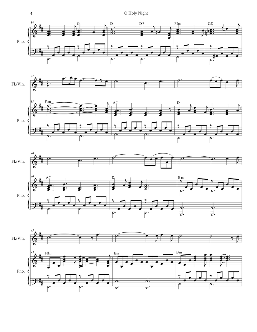 O Holy Night (for Flute or Violin solo and Piano) Flute scores gallery preview page 5