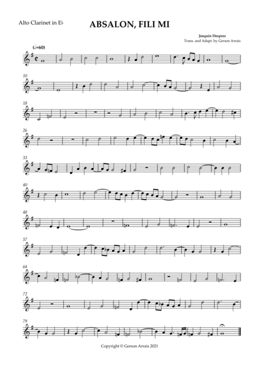 ABSALON, FILI MI - Josquin Desprez - for Low Clarinet Quartet - Score and Parts image number null
