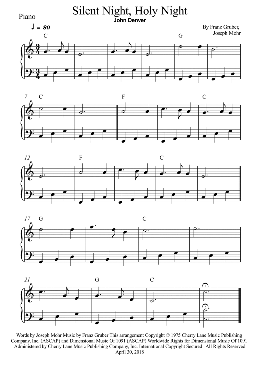 Silent Night, Holy Night Silent Night, Holy Night Easy Piano scores gallery preview page 1