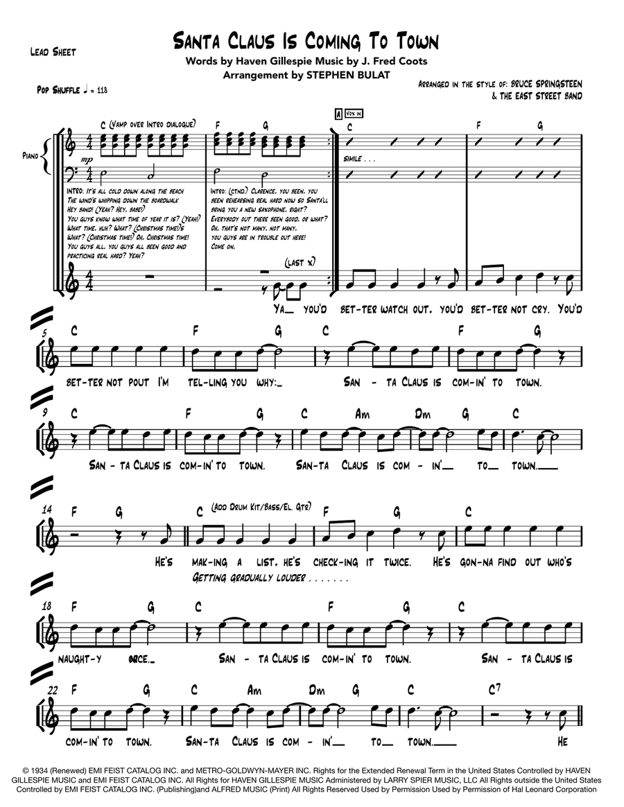 Santa Claus Is Comin' To Town Piano, Vocal scores gallery preview page 2