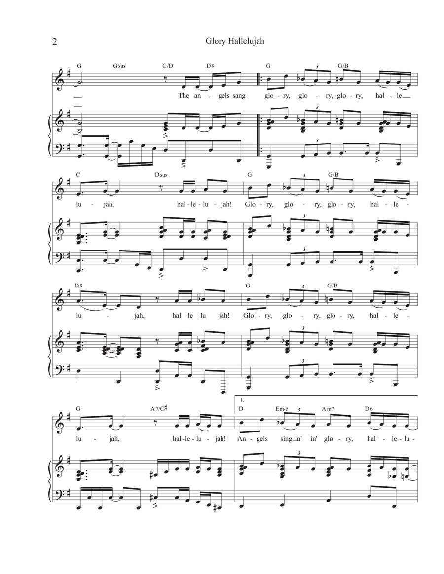 Glory Hallelujah Piano, Vocal scores gallery preview page 2