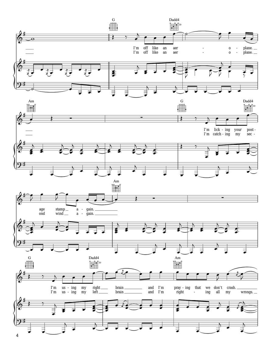 Clockwatching Piano, Vocal, Guitar scores gallery preview page 4