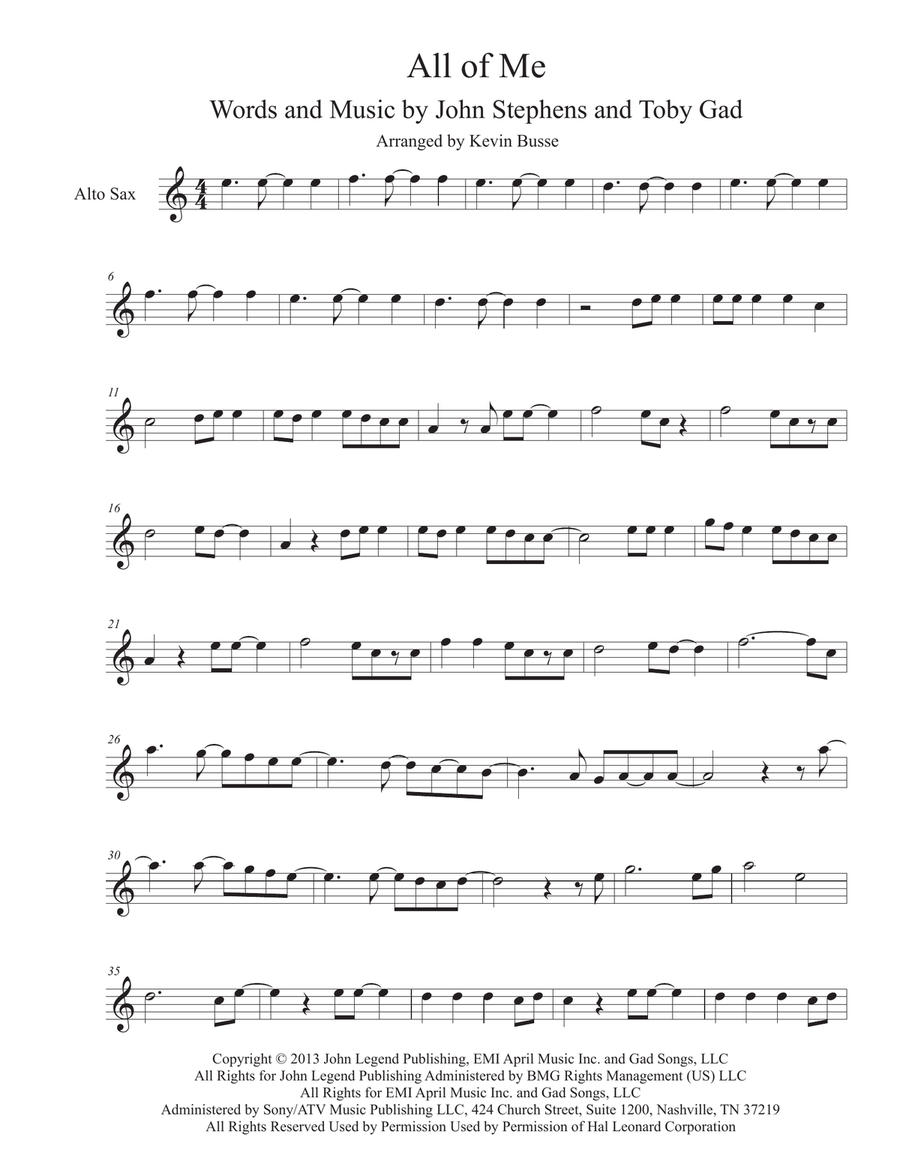 All Of Me Alto Saxophone scores gallery preview page 1