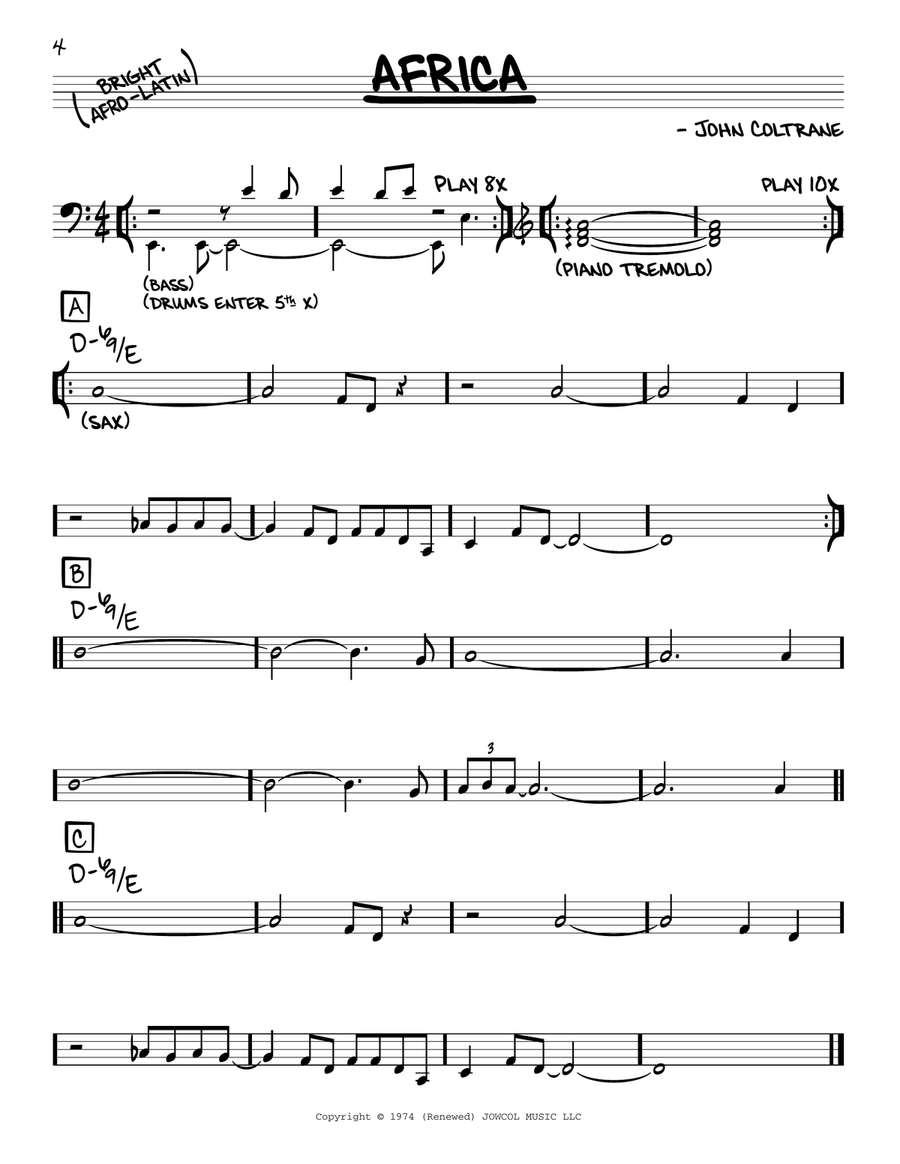 Africa Piano scores gallery preview page 1