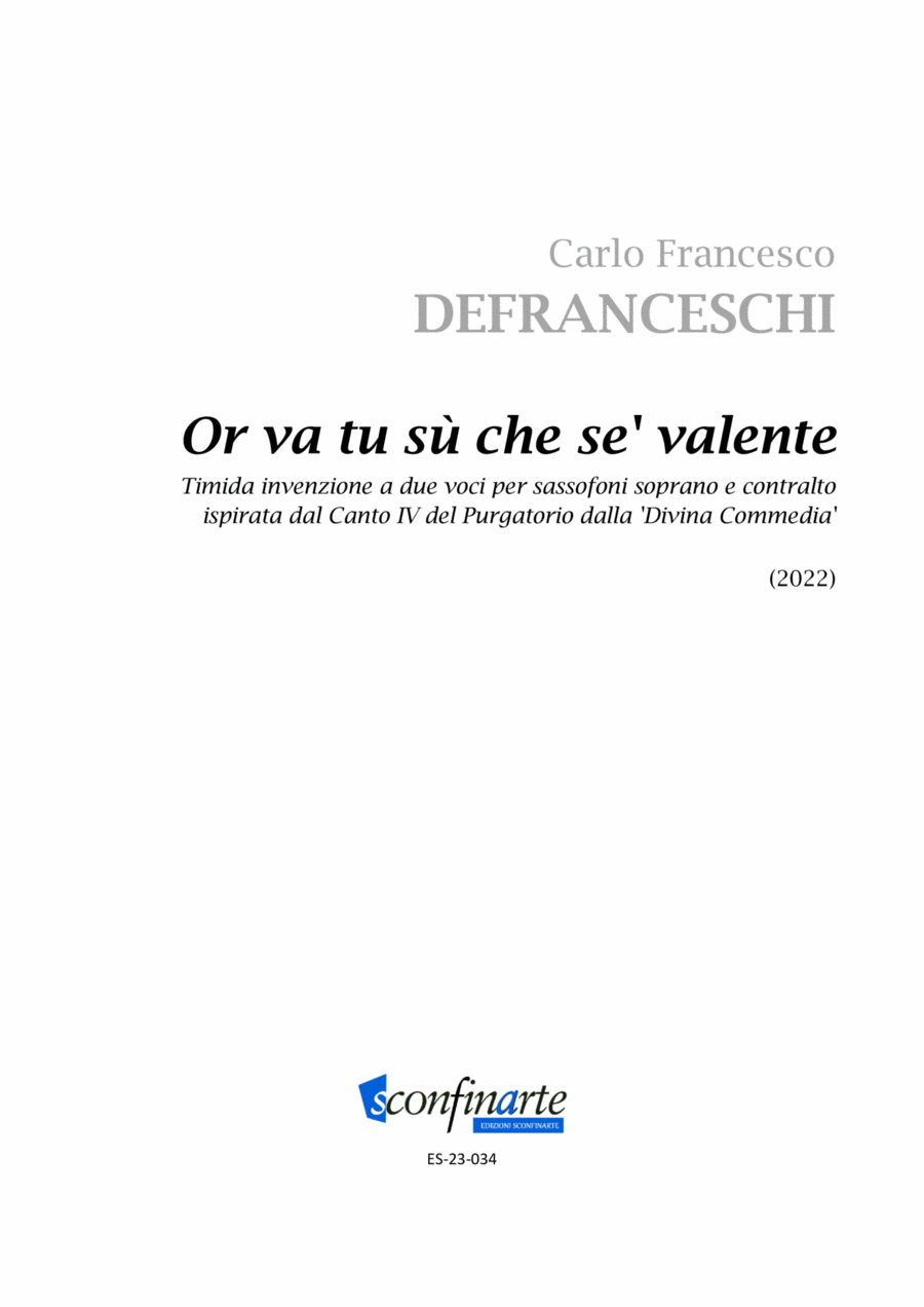 Carlo Francesco Defranceschi: Or va tu sù che se' valente (ES-23-034) Soprano Saxophone scores gallery preview page 1