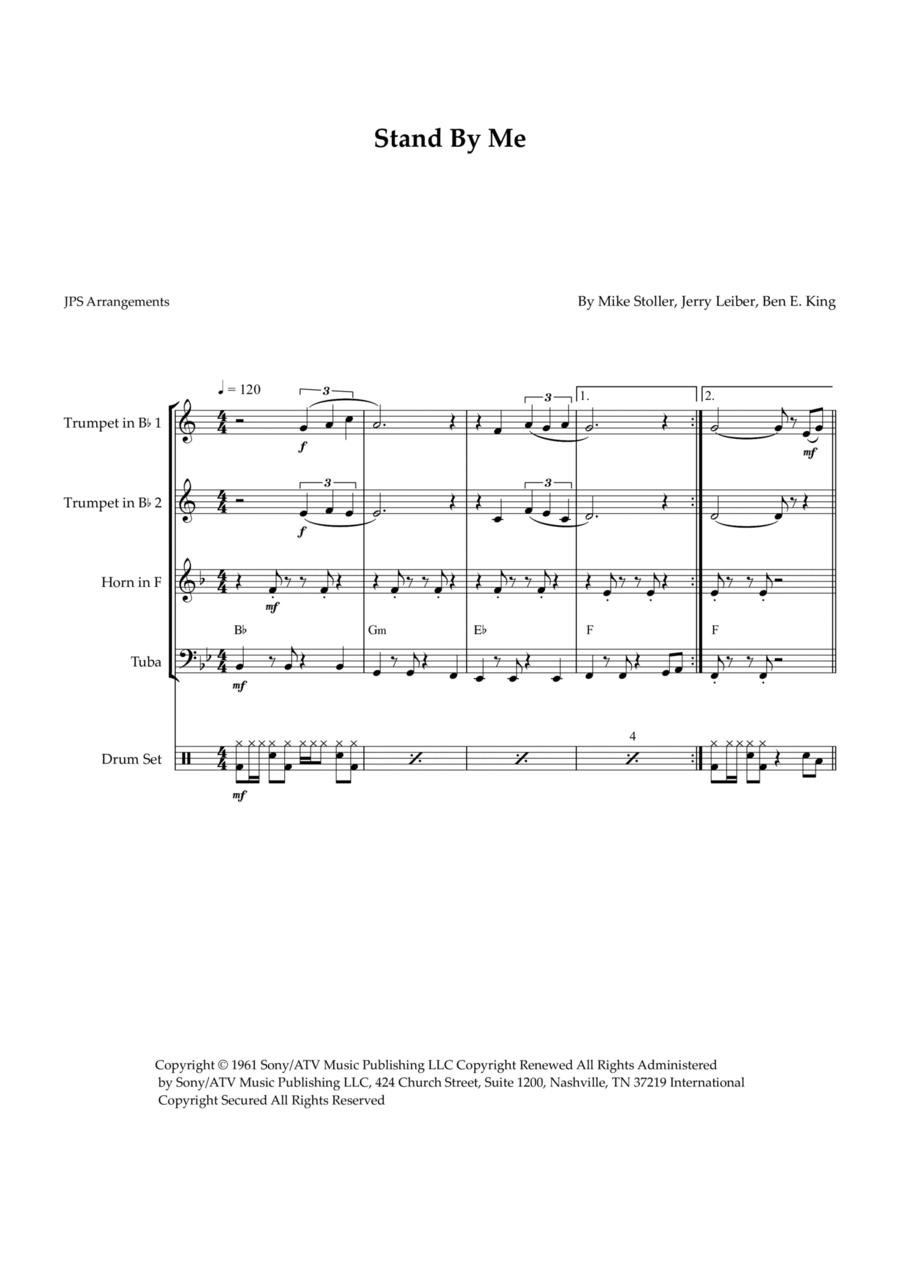 Stand By Me Brass Quartet scores gallery preview page 1