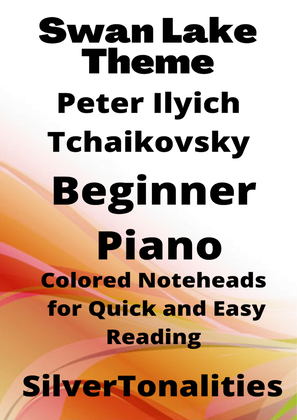 Book cover for Swan Lake Theme Beginner Piano Sheet Music with Colored Notation