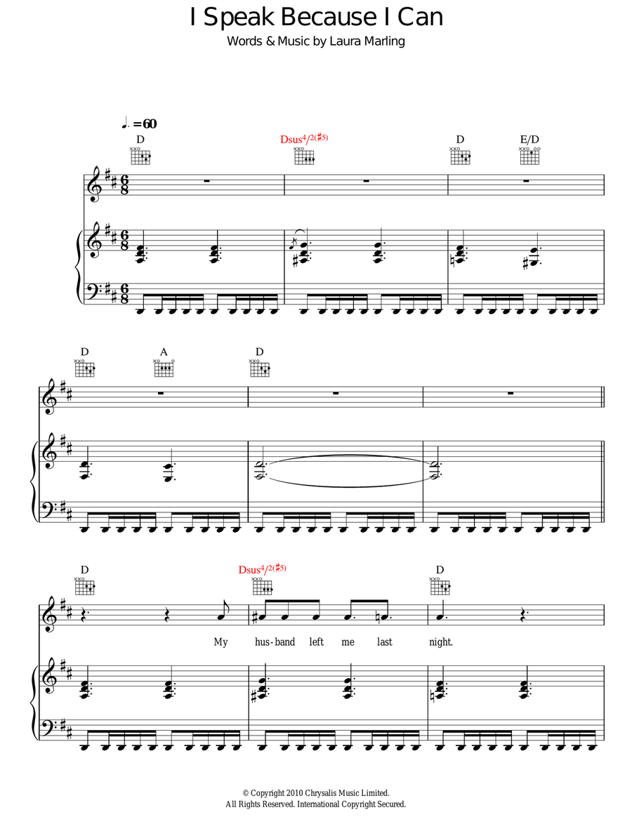 I Speak Because I Can Acoustic Guitar scores gallery preview page 1