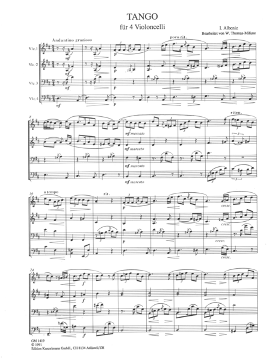 3 pieces for 4 celli Cello scores gallery preview page 2