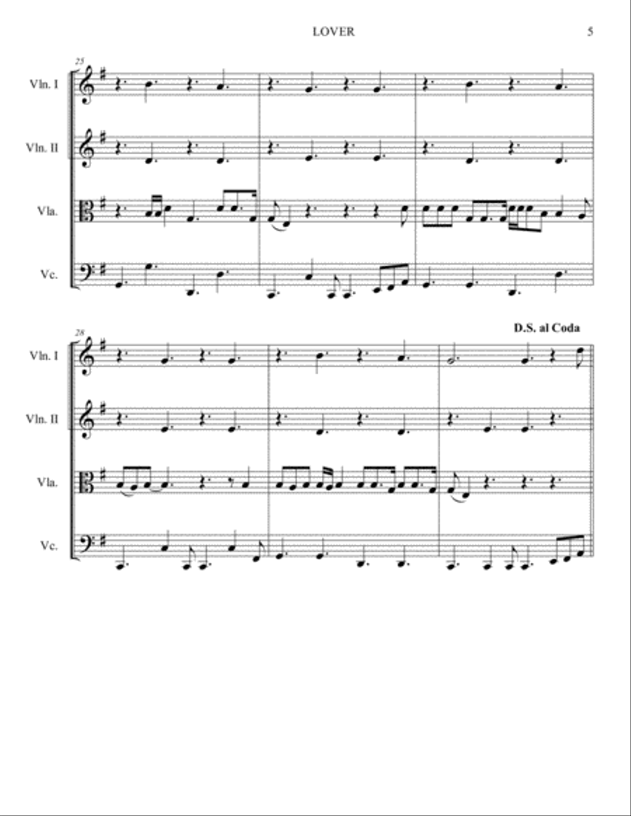 Lover Lover String Quartet scores gallery preview page 5
