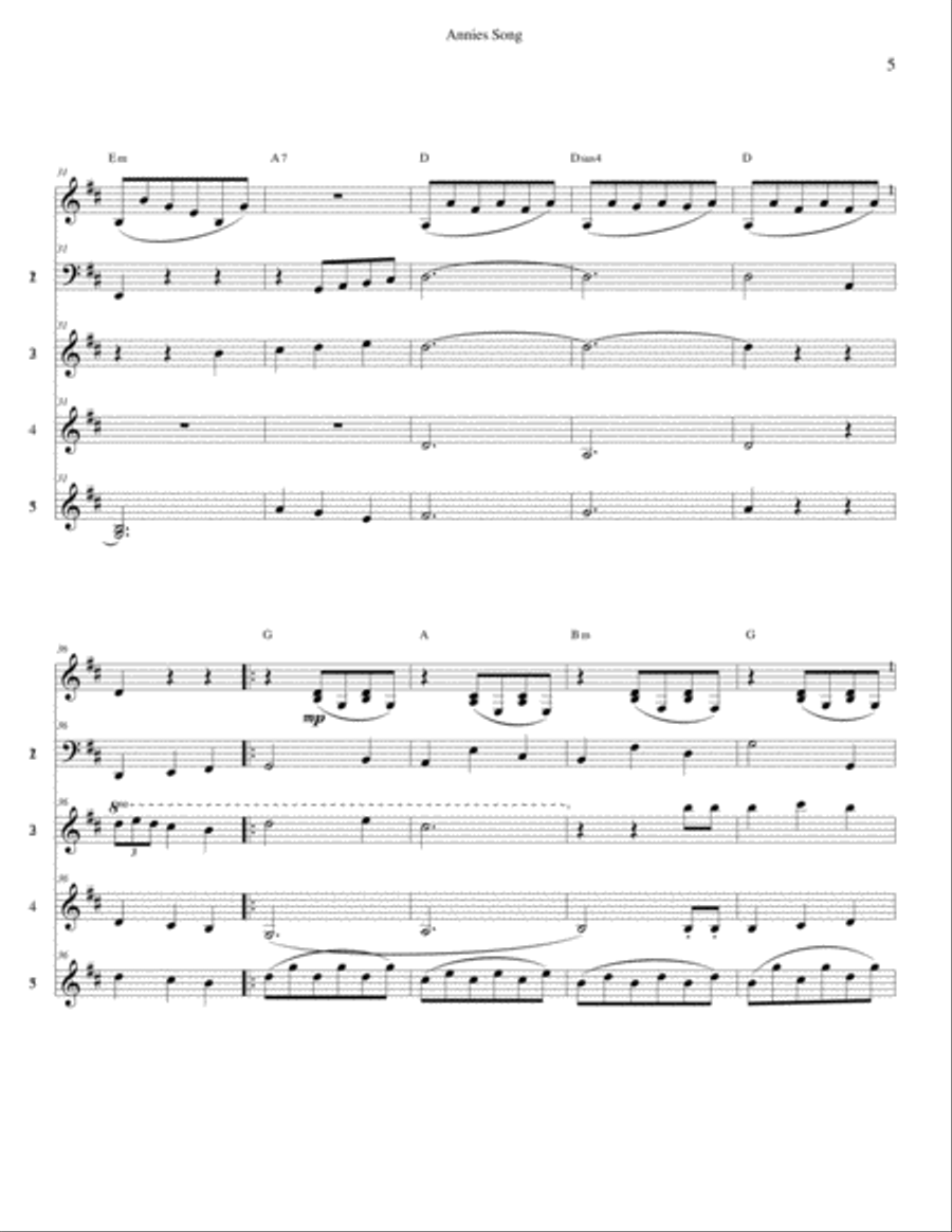 Annie's Song Annie's Song Chamber Orchestra scores gallery preview page 5