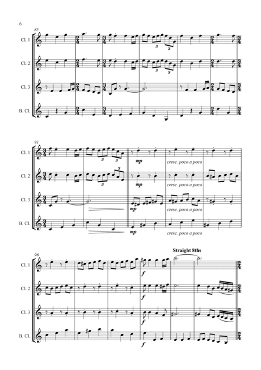 Hungarian Dance - in a Jazz Style - For Clarinet Quartet Clarinet Quartet scores gallery preview page 6