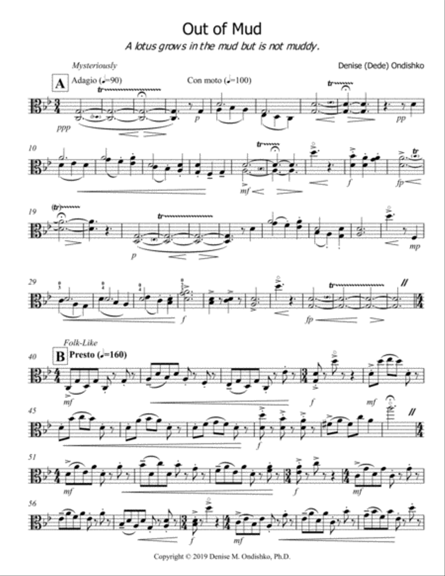 Out of Mud for Unaccompanied Viola Viola Solo scores gallery preview page 4