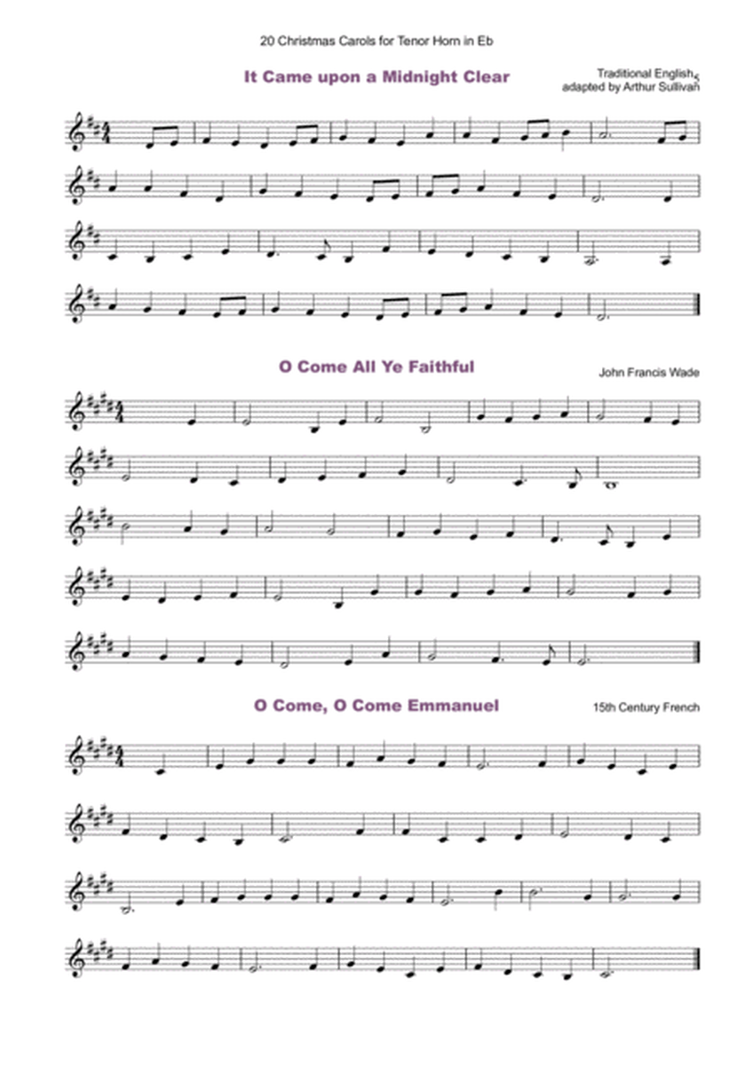 20 Favourite Christmas Carols for solo Tenor Horn in Eb and Piano image number null