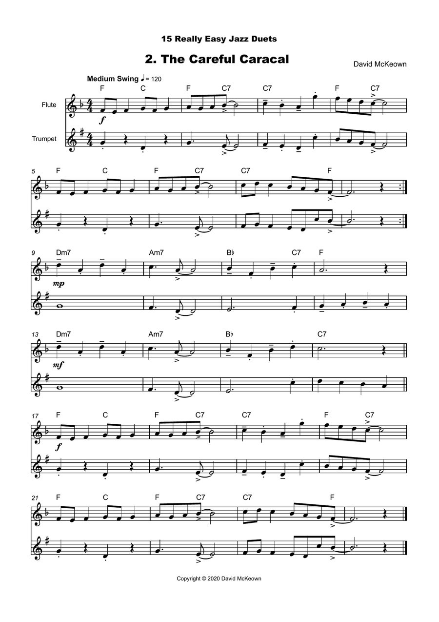 15 Really Easy Jazz Duets for Flute and Trumpet Duet Flute scores gallery preview page 3