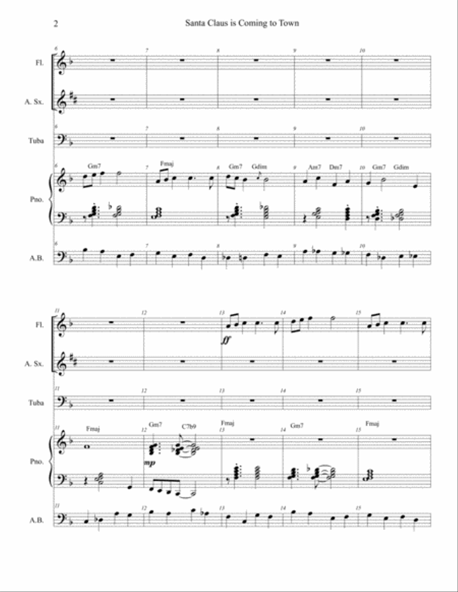 Santa Claus Is Comin' To Town Small Ensemble scores gallery preview page 2