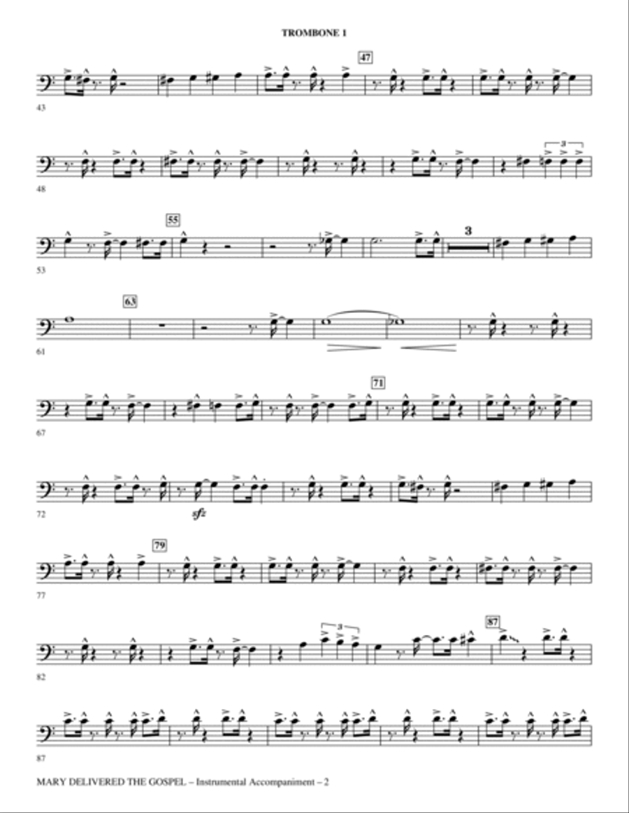 Mary Delivered The Gospel - Trombone 1 Choir scores gallery preview page 2