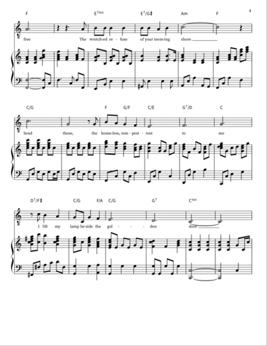 Give Me your tired, your poor Piano Solo scores gallery preview page 4