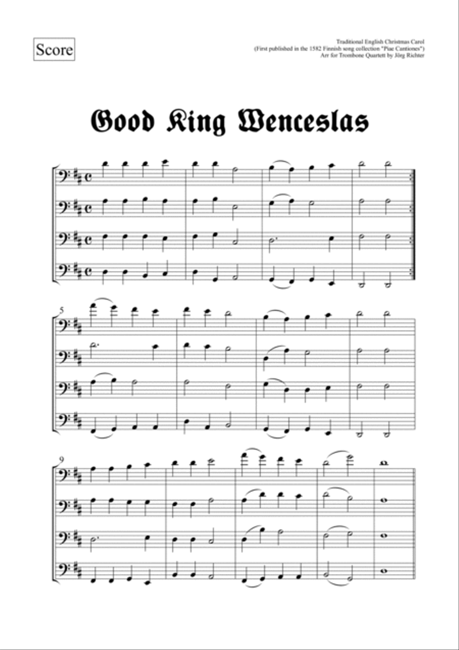 Good King Wenceslas for Trombone Quartet Brass Quartet scores gallery preview page 2