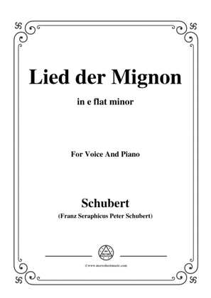 Schubert-Lied der Mignon,from 'Wilhelm Meister',Op.62(D.877) No.2,in e flat minor,for Voice&Piano