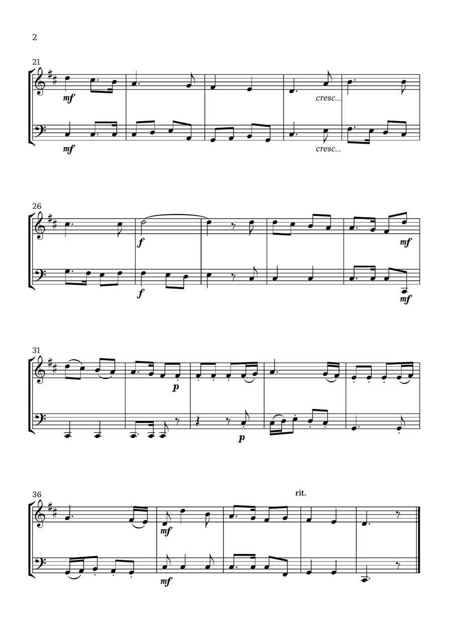 Joy to the World (Trumpet and Tuba) - Christmas Carol Brass Duet scores gallery preview page 2