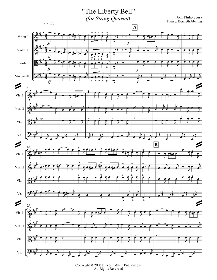 March - The Liberty Bell (for String Quartet) String Quartet scores gallery preview page 2