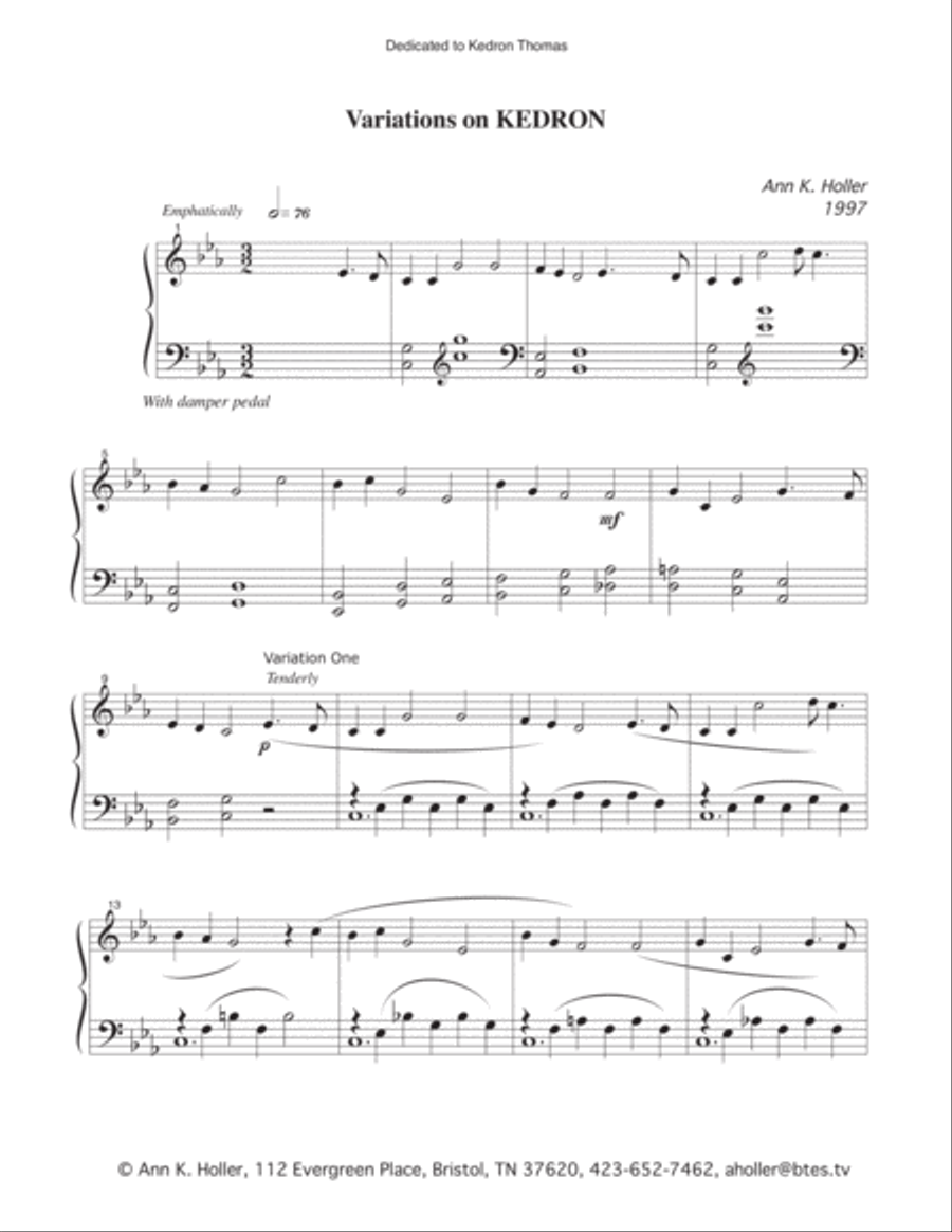 Variations on KEDRON Piano Solo scores gallery preview page 1