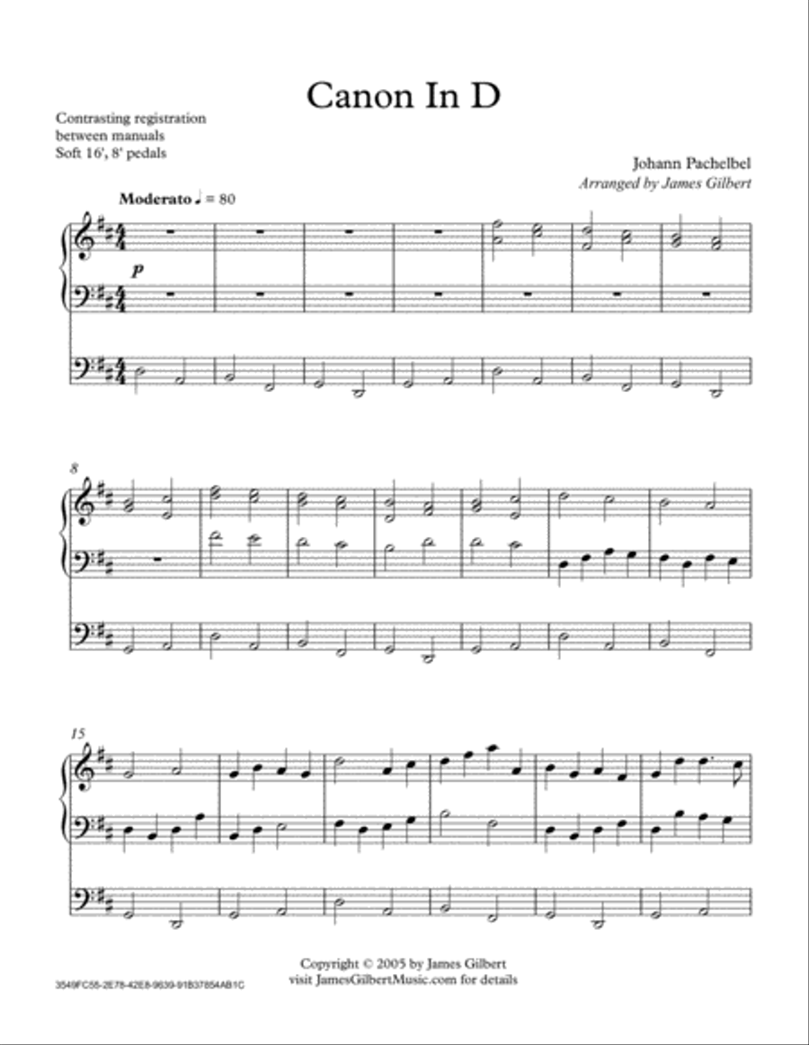 Canon In D Organ Solo scores gallery preview page 1