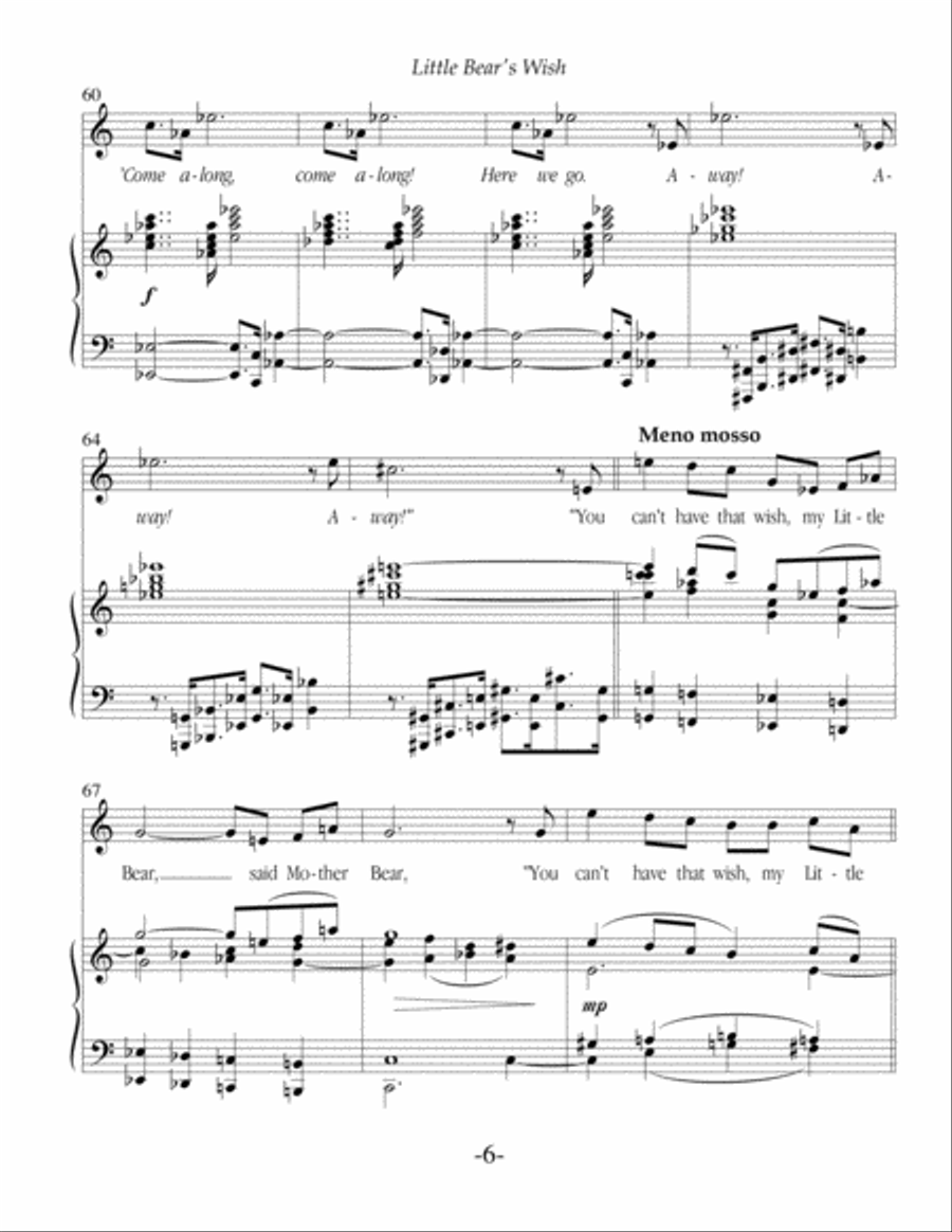 Little Bear's Wish, for voice and piano (or voice and string quartet) Piano, Vocal, Guitar scores gallery preview page 6
