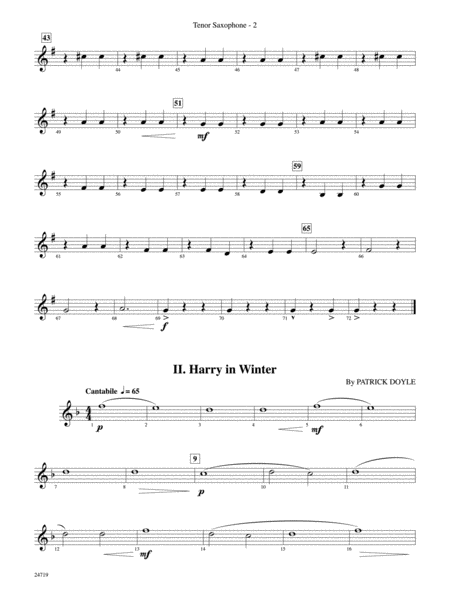Harry Potter and the Goblet of Fire, Themes from: B-flat Tenor Saxophone