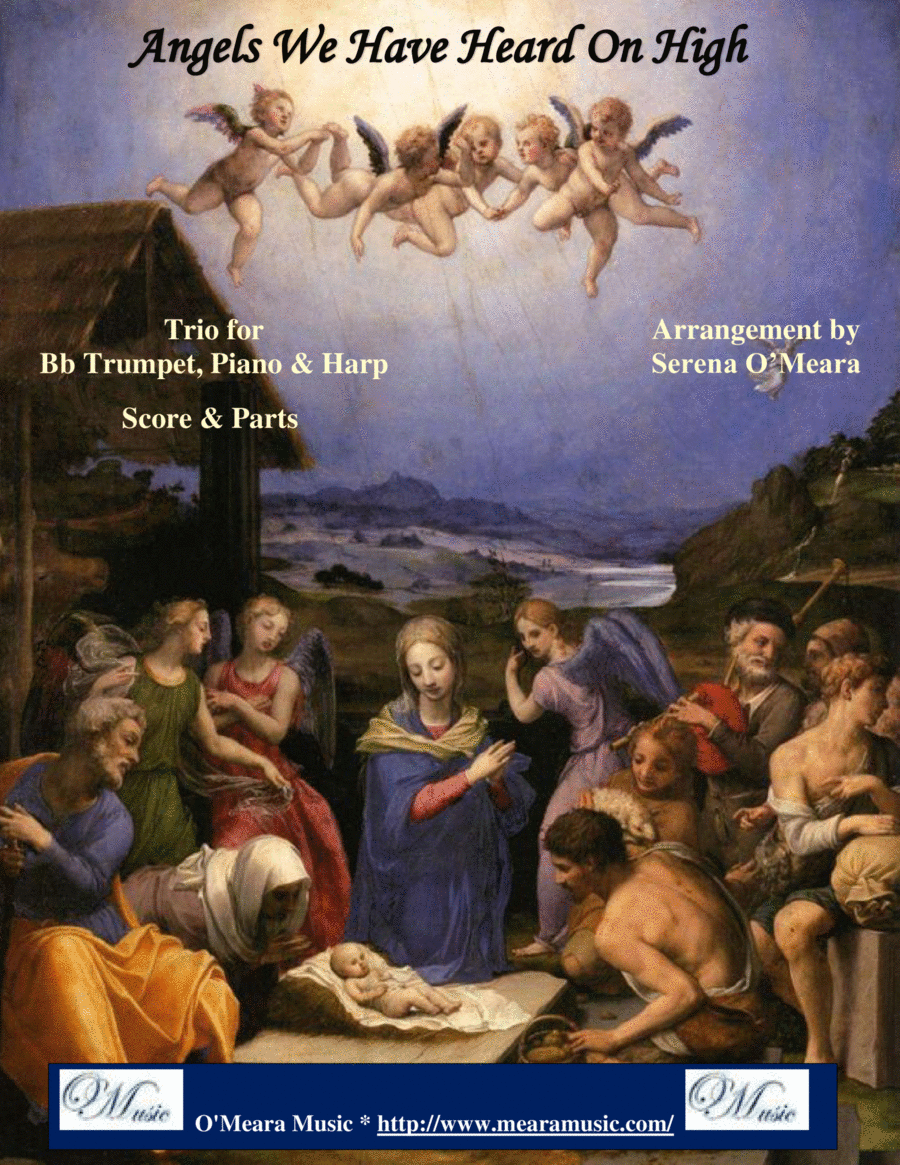 Angels We Have Heard On High, Trio for Bb Trumpet, Harp and Piano Trumpet Trio scores gallery preview page 1