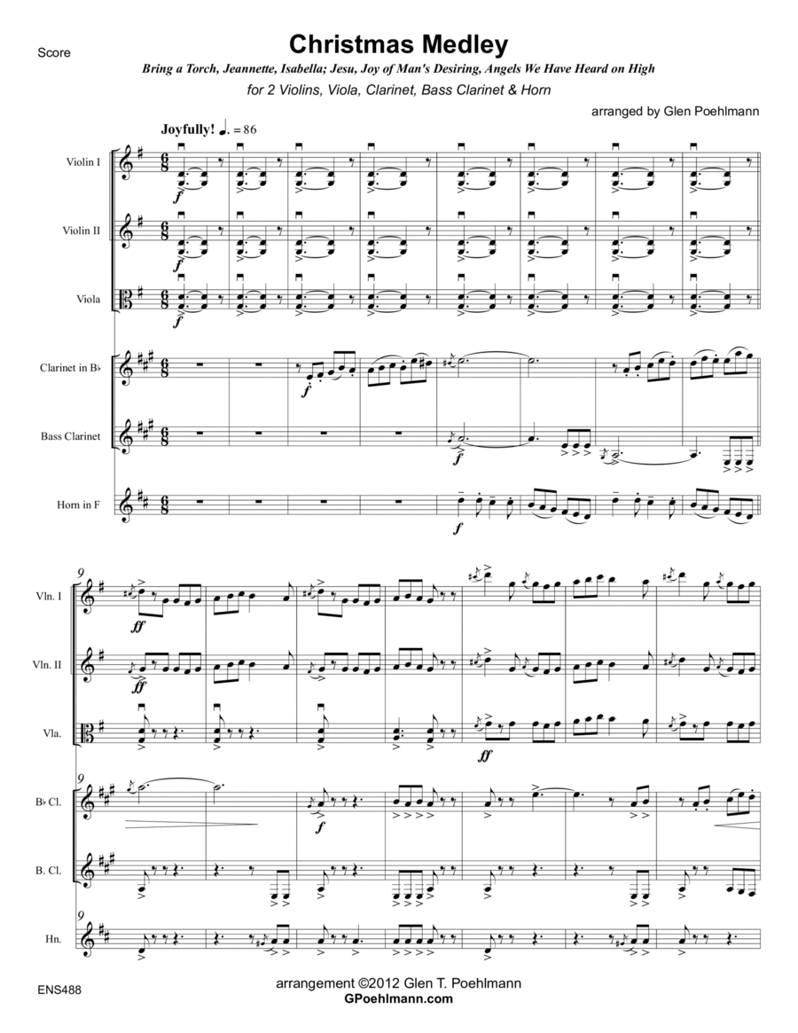 CHRISTMAS MEDLEY - Mixed Ensemble (unaccompanied) Large Ensemble scores gallery preview page 1