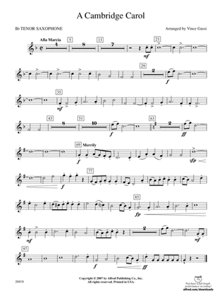 A Cambridge Carol: B-flat Tenor Saxophone