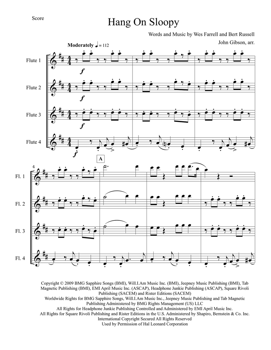 Hang On Sloopy Hang On Sloopy Woodwind Quartet scores gallery preview page 2