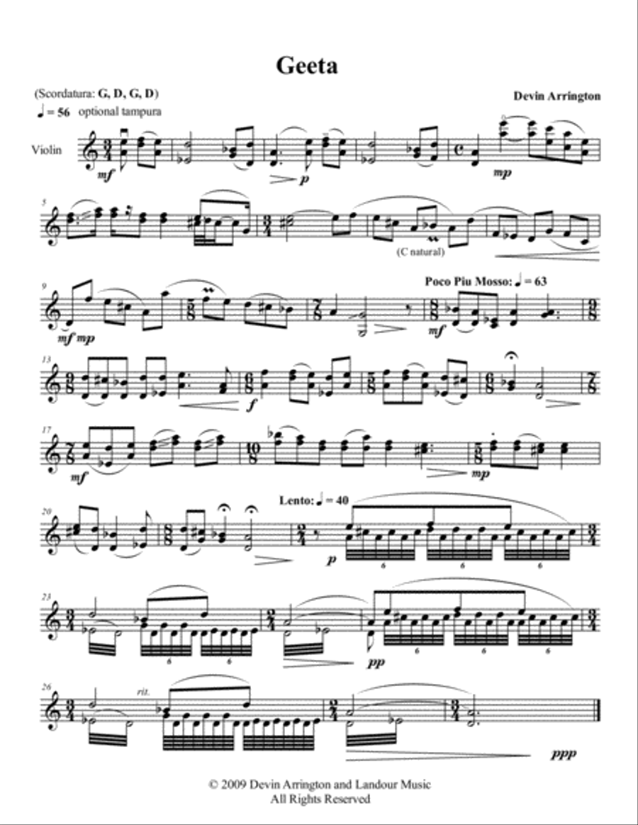 Geeta Geeta Violin Solo scores gallery preview page 1