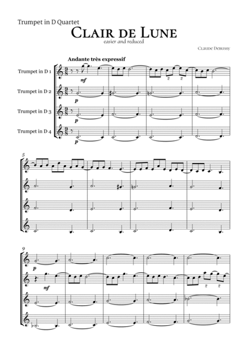 Clair de Lune Debussy Trumpet in D Quartet image number null