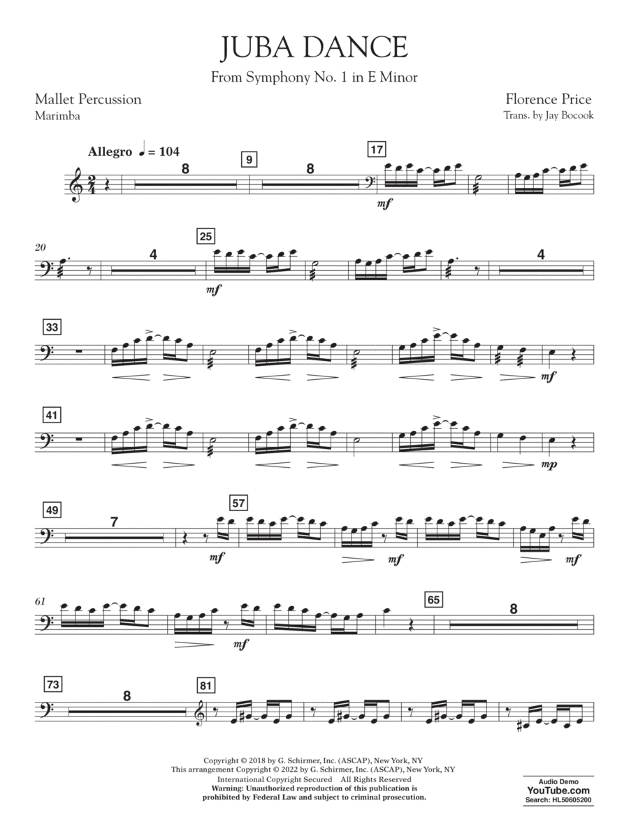 Juba Dance (from Symphony No. 1) - Mallet Percussion