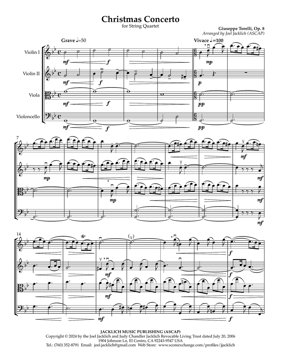 Christmas Concerto, Op. 8 String Quartet scores gallery preview page 2