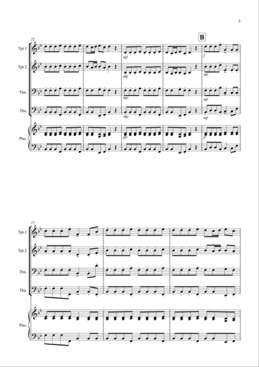 2 Classical Favourites for Brass Quartet (volume one) Brass Quartet scores gallery preview page 3