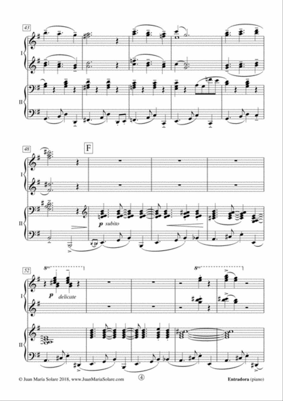 Entradora [piano 4 hands] Piano Duet scores gallery preview page 5