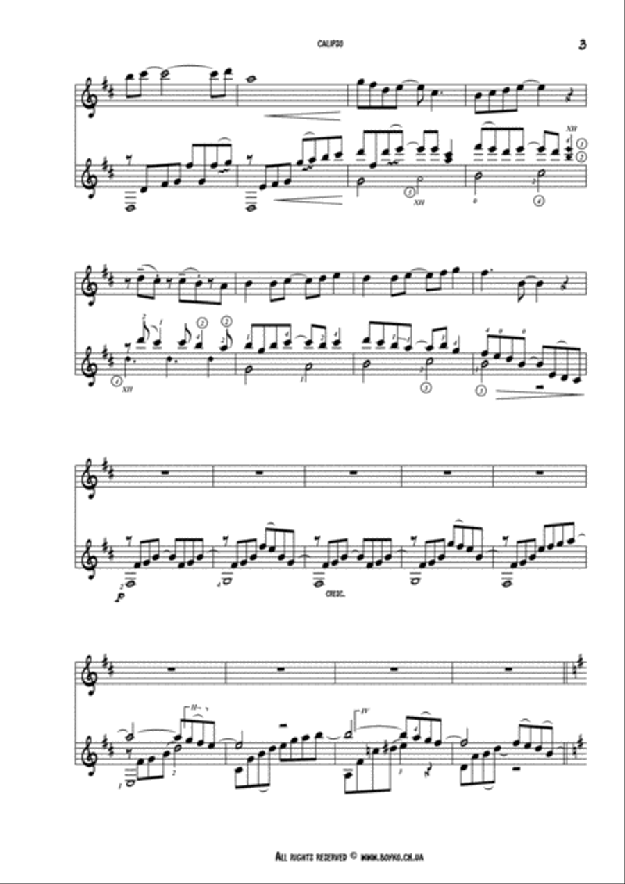 Suite for flute & guitar 'Calipso' Flute scores gallery preview page 3