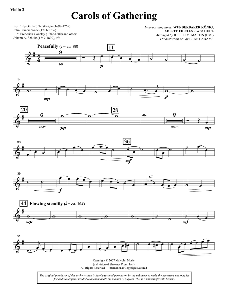 Carols Of Gathering (from Season Of Wonders) - Violin 2
