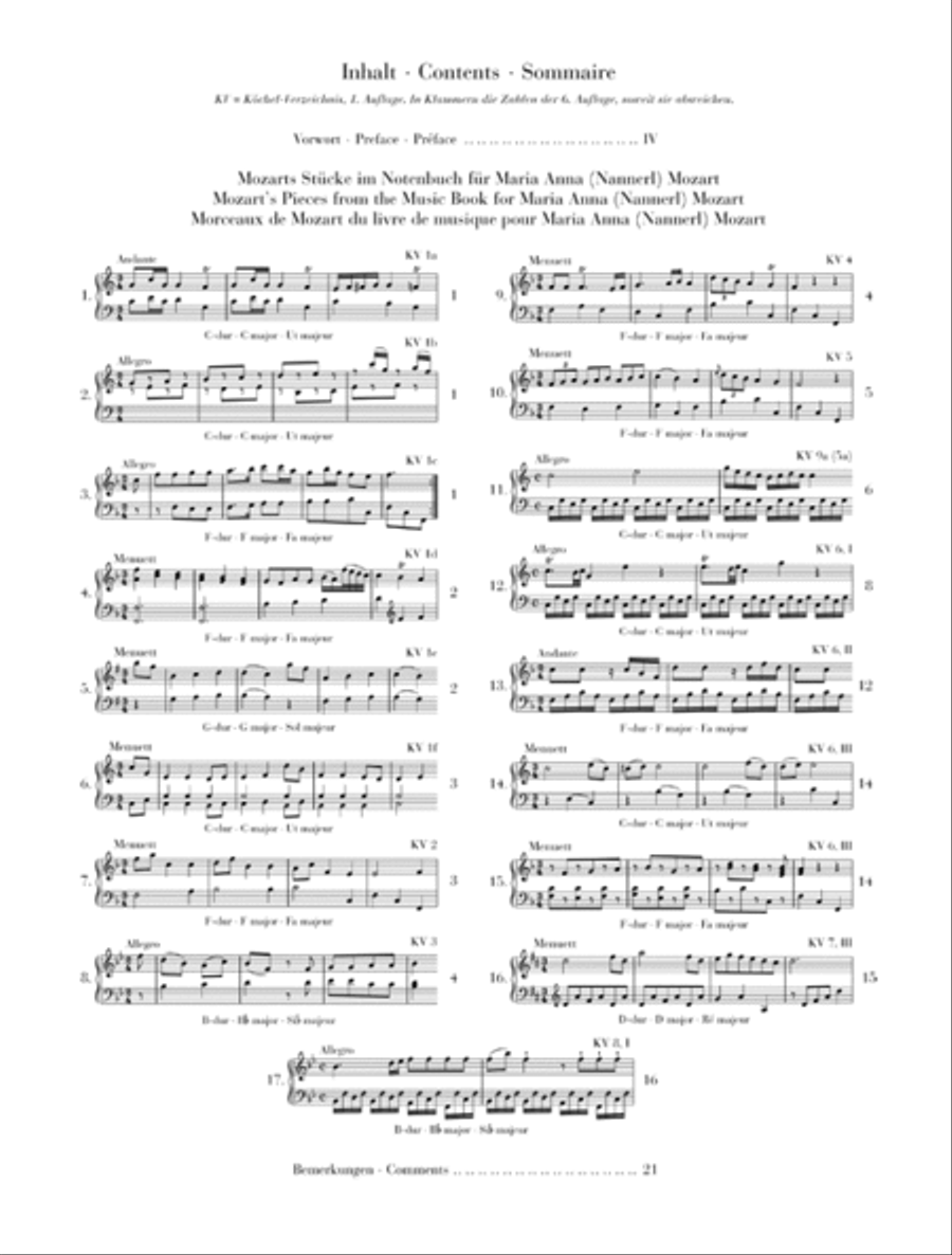 Piano Pieces from the “Nannerl Music Book” Easy Piano scores gallery preview page 2
