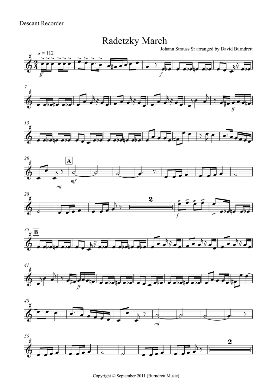 Radetzky March for Recorder Trio Recorder scores gallery preview page 4