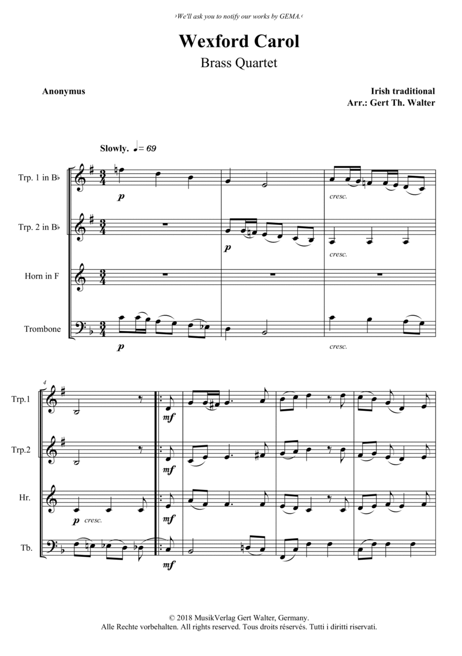 Wexford Carol Horn scores gallery preview page 1