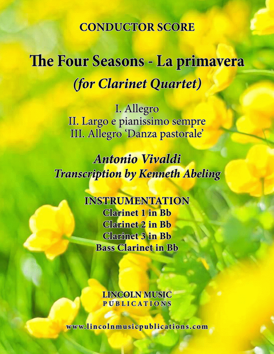 The Four Seasons - La Primavera (for Clarinet Quartet) Clarinet Quartet scores gallery preview page 1