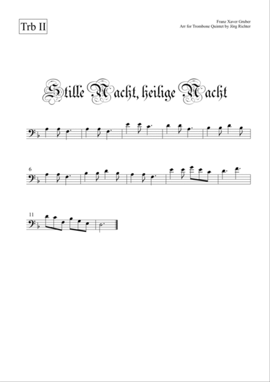 Stille Nacht, heilige Nacht (Silent Night) for Trombone Quintet Brass Quintet scores gallery preview page 4